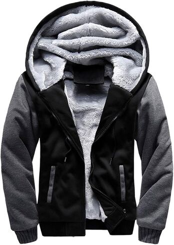 Seidarise Men's Sherpa Lined Hooded Fleece Sweatshirt Hoodies Cardigan for Men in Kuwait