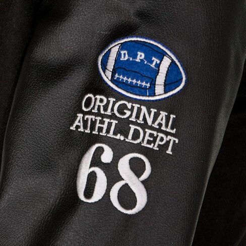 Men's Cotton Wool Baseball White PU Leather Sleeved Varsity Letterman Badged Bomber Jacket in Kuwait