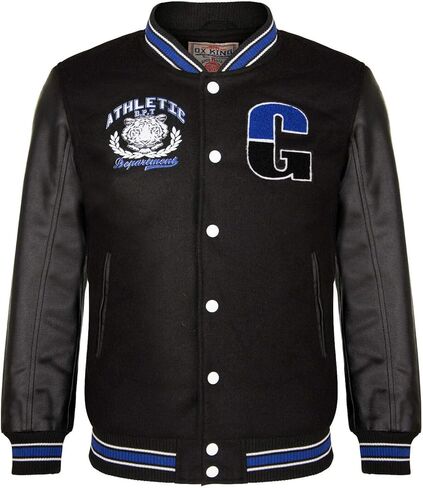 Men's Cotton Wool Baseball White PU Leather Sleeved Varsity Letterman Badged Bomber Jacket in Kuwait