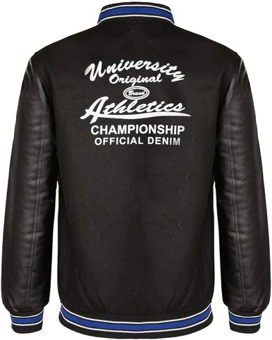 Men's Cotton Wool Baseball White PU Leather Sleeved Varsity Letterman Badged Bomber Jacket in Kuwait