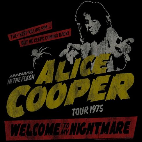 Alice Cooper WTMN 1975 Tour Adult Short Sleeve T-Shirts Graphic Tees in Kuwait