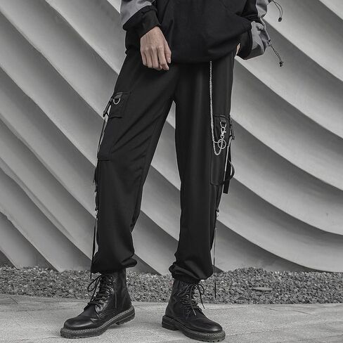 HaiZi XiHuan للجنسين وزرة وظيفية Sweatpants التكتيكية الهيب هوب بنطلون الشارع الشهير الرجال الحريم Techwear البضائع السراويل in Saudi Arabia