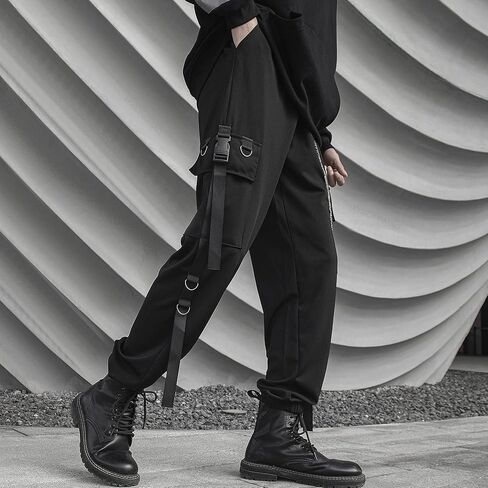 HaiZi XiHuan للجنسين وزرة وظيفية Sweatpants التكتيكية الهيب هوب بنطلون الشارع الشهير الرجال الحريم Techwear البضائع السراويل in Saudi Arabia