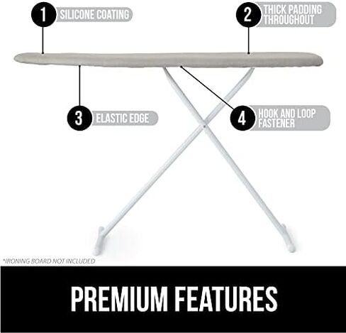 The Original Gorilla Grip Ironing Board Cover, Silicone Coating, Full Size Scorch Resistant Padding, Elastic Edge, Heavy Duty Iron Pad Covers Standard Boards, Hook and Loop Fastener Strap, Blue in Kuwait