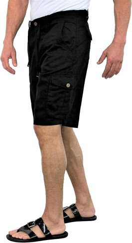 short fin Men's Linen Cargo Shorts W/Drawstring in Kuwait