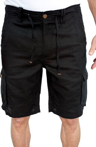 short fin Men's Linen Cargo Shorts W/Drawstring in Kuwait