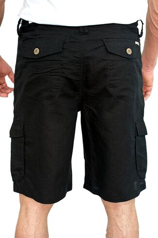 short fin Men's Linen Cargo Shorts W/Drawstring in Kuwait