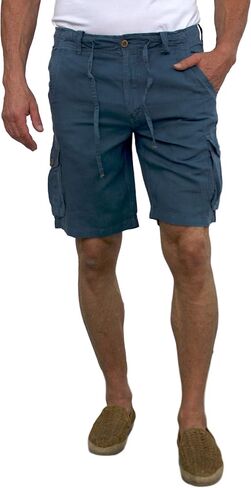 short fin Men's Linen Cargo Shorts W/Drawstring in Kuwait