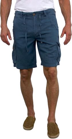 short fin Men's Linen Cargo Shorts W/Drawstring in Kuwait