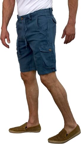 short fin Men's Linen Cargo Shorts W/Drawstring in Kuwait