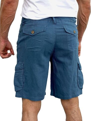 short fin Men's Linen Cargo Shorts W/Drawstring in Kuwait