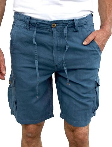 short fin Men's Linen Cargo Shorts W/Drawstring in Kuwait