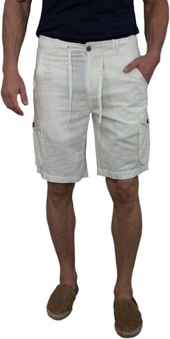 short fin Men's Linen Cargo Shorts W/Drawstring in Saudi Arabia