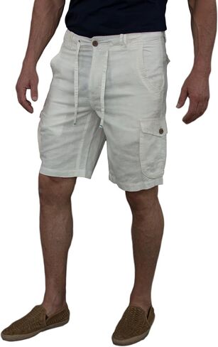short fin Men's Linen Cargo Shorts W/Drawstring in Saudi Arabia