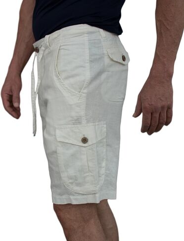 short fin Men's Linen Cargo Shorts W/Drawstring in Saudi Arabia