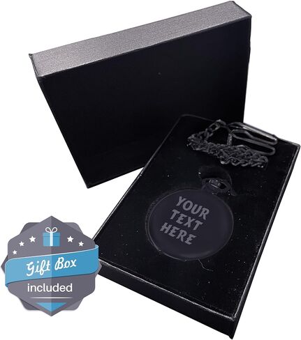 Custom Personalized Black Matte Pocket Watch with Chain - Customized with Your Text in Kuwait