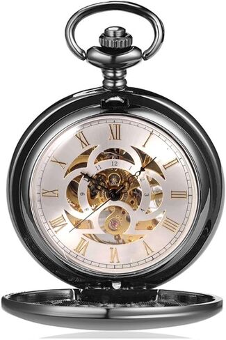 Personalized Antique Mechanical Movement Gunmetal Pocket Watch Custom Engraved Free with Gift Box - Ships from USA, PW51 in Saudi Arabia