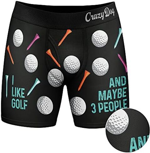Mens I Like Golf And Maybe 3 People Boxers Funny Sarcastic Golfing Ball Tee Graphic Underwear For Guys in Saudi Arabia