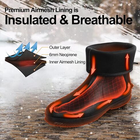 Hunthor Rubber Boots for Men with Steel Shank, 6mm Neoprene Insulated Rain Boots, Mid Calf Waterproof Rubber Work Boots for Hunting, Gardening, Farming, Fishing in Saudi Arabia