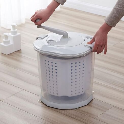 Kudoo Mini Portable Washing Machine, Hand Cranked Clothes Washer, Manual Operation Non Electric Laundry Washer Underwear Washer with a Detachable Dehydration Basket for Home Dormitory Gray in Saudi Arabia