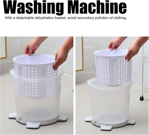 Kudoo Mini Portable Washing Machine, Hand Cranked Clothes Washer, Manual Operation Non Electric Laundry Washer Underwear Washer with a Detachable Dehydration Basket for Home Dormitory Gray in Saudi Arabia