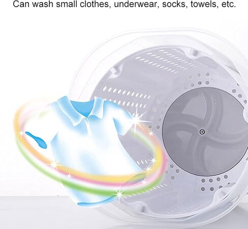 Kudoo Mini Portable Washing Machine, Hand Cranked Clothes Washer, Manual Operation Non Electric Laundry Washer Underwear Washer with a Detachable Dehydration Basket for Home Dormitory Gray in Saudi Arabia