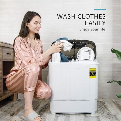 VIVOHOME الكهربائية المحمولة 2 في 1 غسالة غسيل صغيرة بحوض مزدوج ومجفف دوار وغسالة كومبو مع خرطوم تصريف للشقق 13.5 رطل أبيض وأسود in Kuwait