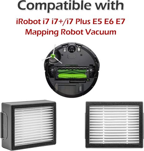 مجموعة قطع غيار الفلاتر البديلة من كودس - 12 فلتر عالي الكفاءة لروبوت رومبا i7 i7 + i7 Plus E5 E6 E7 Series - ملحق مرشح مكنسة كهربائية لتعويض النضارة in Kuwait