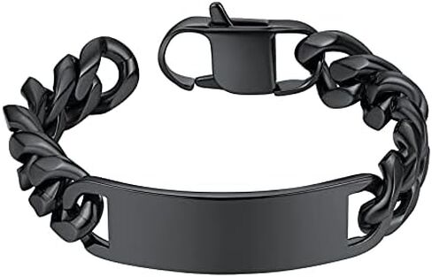 ChainsProMax Personalized Name Men's ID Bracelets, Custom Identification-Bracelet , Stainless Steel/Gold Plated, Send Gift Box in Saudi Arabia