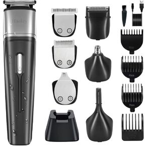 ماكينة تشذيب اللحية من هاوكي، ماكينة حلاقة شعر لاسلكية للرجال، ماكينة حلاقة الوجه والشارب والأنف والأذن مقاومة للماء، ماكينة حلاقة كهربائية 6 في 1، مجموعة حلاقة لقص شعر الجسم والشارب in Kuwait