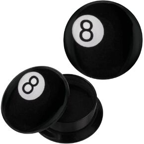 Chic-Net Screw Plug Acrylic Black Eight Billiard Ball Piercing Earrings in Saudi Arabia