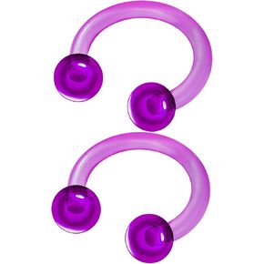 2Pcs Acrylic Purple 16 Gauge 5/16 8mm Horseshoe Circular Barbell Piercing Jewelry Daith Eyebrow Nose Lip Rook 3mm Ball M0565 in Saudi Arabia