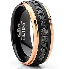 Metal Masters Co. Men Tungsten Two-Tone Wedding Band Hammered Eternity Ring CZ Comfort-Fit 8MM in Saudi Arabia