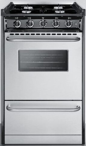 Summit Appliance TNM1107BRW 20" Wide Slide-in Style Gas Range in Stainless Steel with Open Burners, Oven Window, Professional Towel Bar Handles, Adjustable Oven Racks and Electronic Ignition in Saudi Arabia