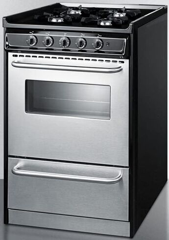 Summit Appliance TNM1107BRW 20" Wide Slide-in Style Gas Range in Stainless Steel with Open Burners, Oven Window, Professional Towel Bar Handles, Adjustable Oven Racks and Electronic Ignition in Saudi Arabia