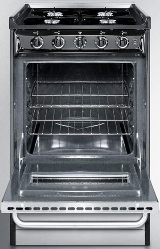 Summit Appliance TNM1107BRW 20" Wide Slide-in Style Gas Range in Stainless Steel with Open Burners, Oven Window, Professional Towel Bar Handles, Adjustable Oven Racks and Electronic Ignition in Saudi Arabia