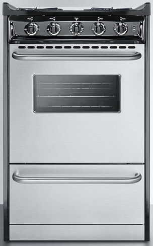 Summit Appliance TNM1107BRW 20" Wide Slide-in Style Gas Range in Stainless Steel with Open Burners, Oven Window, Professional Towel Bar Handles, Adjustable Oven Racks and Electronic Ignition in Saudi Arabia