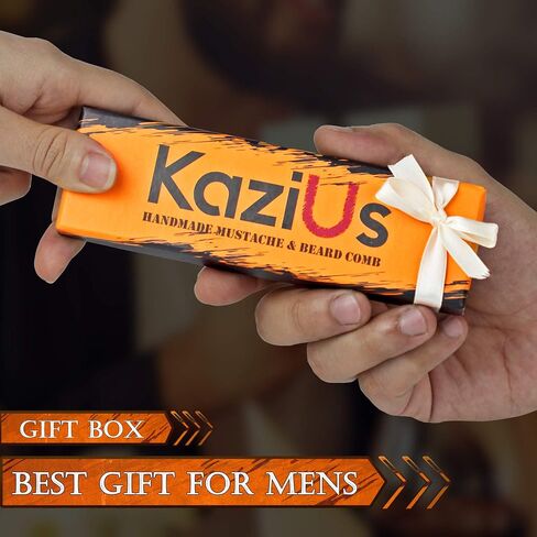 KaziUS Beard & Mustache Comb for Men, Facial Hair Grooming & Styling, Use Wet or Dry. Pocket-sized Handmade Horn Comb of Quality Durable, Saw-Cut and Hand Polished. in Saudi Arabia