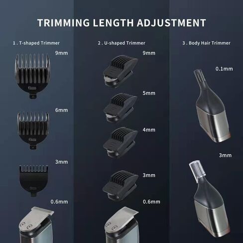 ماكينة تشذيب اللحية من هاوكي، ماكينة حلاقة شعر لاسلكية للرجال، ماكينة حلاقة الوجه والشارب والأنف والأذن مقاومة للماء، ماكينة حلاقة كهربائية 6 في 1، مجموعة حلاقة لقص شعر الجسم والشارب in Kuwait