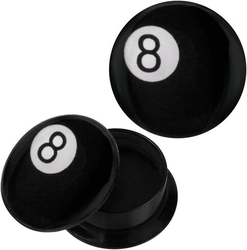 Chic-Net Screw Plug Acrylic Black Eight Billiard Ball Piercing Earrings in Saudi Arabia