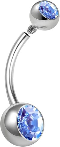 bodyjewellery 14g 1/2 Internally Threaded Belly Ring Banana Crystal Surgical Steel navels Stud Non Dangle Ball D4HCG- Pick Color in Saudi Arabia