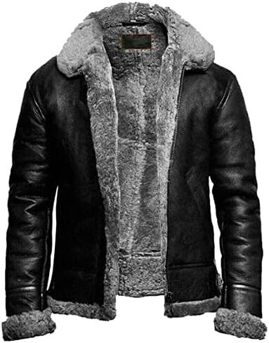 B3 Bomber Sheepskin Shearling Leather Jacket RAF Aviator Fighter Pilots WW2 Winter Jacket for Men in Kuwait