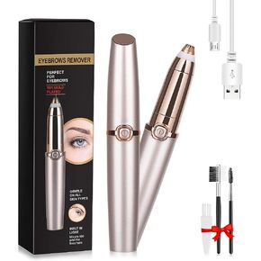 Eyebrow Trimmer,Rechargeable eyebrow shaper for Women,Painless Eyebrow Hair remover, Portable Eyebrow Razor for Face,Lips, Nose and Facial Hair -Two Extra Eyebrow Brushes included(Rose Gold) in Saudi Arabia