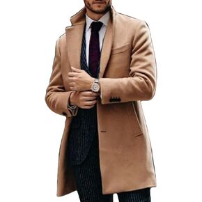 Maiyifu-GJ Men Notched Lapel Wool Trench Coat Classic Single Breasted Mid Long Pea Coats Winter Warm Slim Business Overcoat in Saudi Arabia