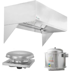 HOODMART 8' Kitchen Hood System for Restaurant with Economy Makeup Air | Includes Exhaust Fan, Low Profile Supply Fan, Equipment Accessories, and Installation Hardware, Heavy Duty Steel in Saudi Arabia