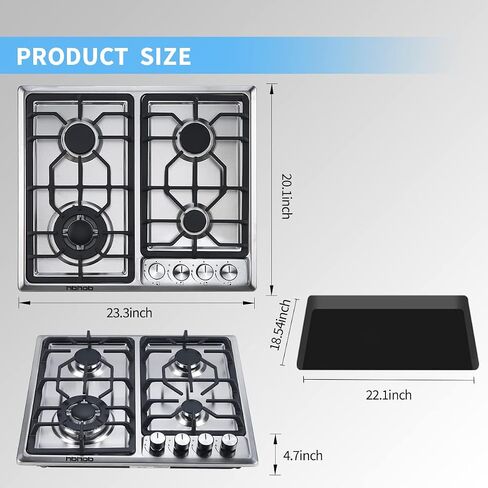 24 Inch Gas stove top Gas Cooktop HBHOB Stainless Steel，4 BurnerNG/LPG Convertiblefor RVs, Apartments, Outdoor in Saudi Arabia