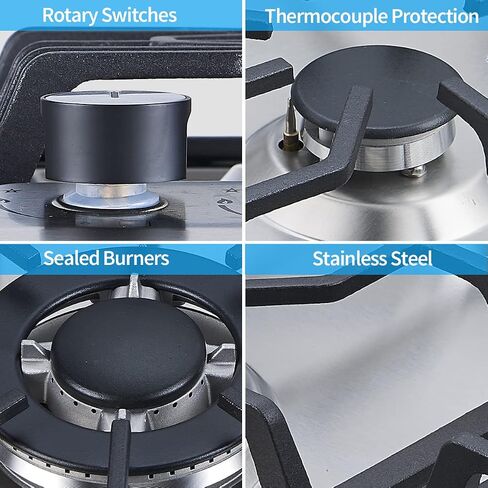 24 Inch Gas stove top Gas Cooktop HBHOB Stainless Steel，4 BurnerNG/LPG Convertiblefor RVs, Apartments, Outdoor in Saudi Arabia