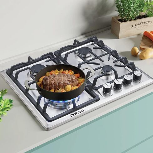 24 Inch Gas stove top Gas Cooktop HBHOB Stainless Steel，4 BurnerNG/LPG Convertiblefor RVs, Apartments, Outdoor in Saudi Arabia