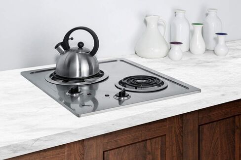 Summit CR2B224S 22"" Electric Cooktop with 2 Coil Elements 230 Volt Operation Indicator Lights Push-to-Turn Controls and Indicator Lights in Stainless Steel in Saudi Arabia