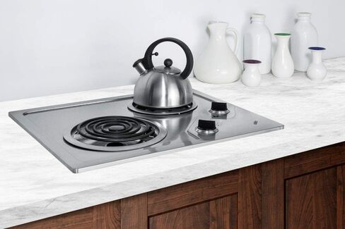 Summit CR2B224S 22"" Electric Cooktop with 2 Coil Elements 230 Volt Operation Indicator Lights Push-to-Turn Controls and Indicator Lights in Stainless Steel in Saudi Arabia